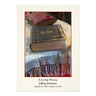 Memorial Service Invitation, Vintage Bible