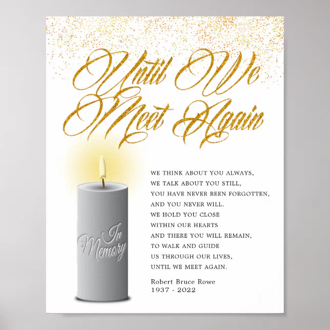 Memorial Until We Meet Again Funeral Poem Sign Zazzle