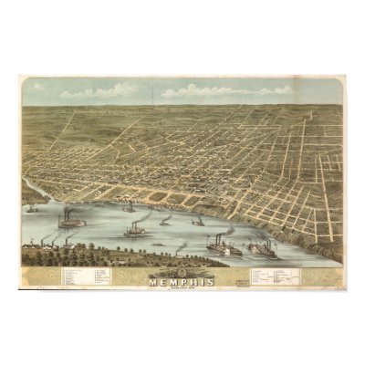 Memphis Tennessee 1870 Antique Panoramic Map Poster by terraprints_classic