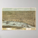 Memphis Tennessee 1870 Antique Panoramic Map Poster