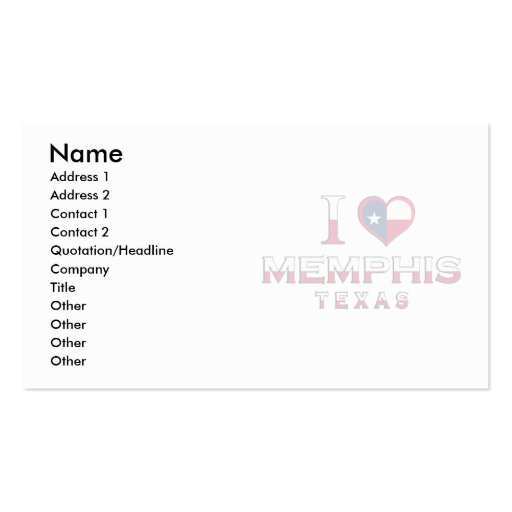 Memphis, Texas Business Cards