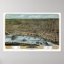 Memphis, TN Panoramic Map - 1870 Posters