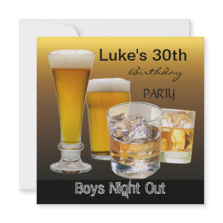 Men 30th Birthday Party Drinks Beer Boys Night 2 Personalized Announcement
