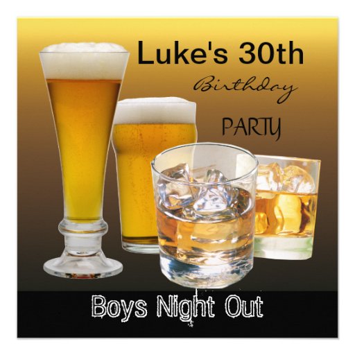 Men 30th Birthday Party Drinks Beer Boys Night 2 Personalized Announcement