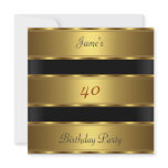 Men 40th birthday Party Gold Black Custom Invite