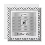 Men Birthday Party Silver  Invitation