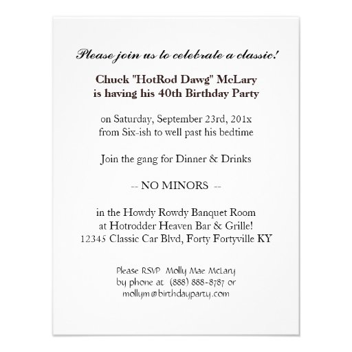 Men Birthday V8 Chrome Emblem Car Theme Personalized Invitations