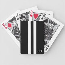 Men Black and White Monogrammed Playing Cards