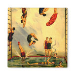 Men diving into Pool Vintage 1898 Circus Poster Magnets