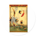 Men diving into Pool Vintage 1898 Circus Poster Round Stickers