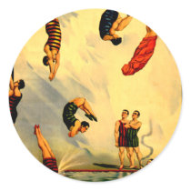 Men diving into Pool Vintage 1898 Circus Poster Stickers
