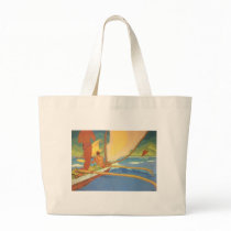 Men in an Outrigger Canoe Headed for Shore Canvas Bag