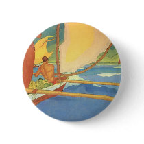 Men in an Outrigger Canoe Headed for Shore Pins