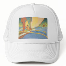 'Men in an Outrigger Canoe Headed for Shore' hats by SolPacifico 'Men in an Outrigger Canoe Headed for Shore' hats