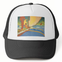 Men in an Outrigger Canoe Headed for Shore Trucker Hat