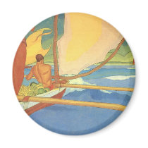 Men in an Outrigger Canoe Headed for Shore Fridge Magnets