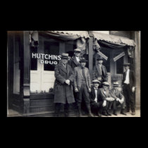 Men in Front of  Hutchings-Davis Drug Store posters