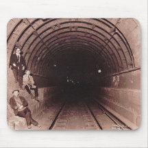 Men in the New York City Subway System Vintage Mousepad