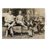 Men on the Bench Greeting Cards