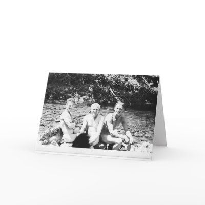 Men Skinny Dipping Greeting Cards by mbutts2006