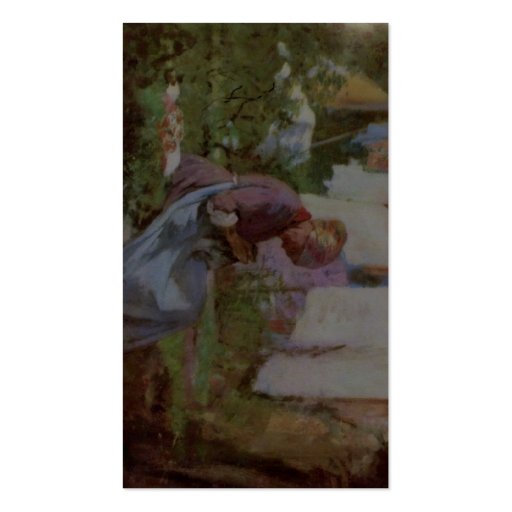 Mending Old Woman By Grigorescu Nicolae Business Card (back side)