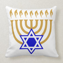 Menorah and the Star of David Throw Pillows