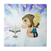 Menorah Angel Ceramic Tile