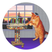 Menorah Cat Round Sticker