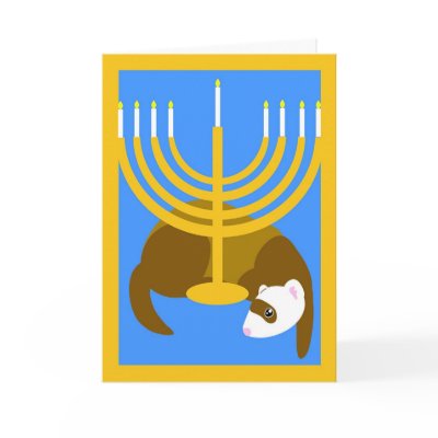 Menorah ferret greeting card by ferrettoons