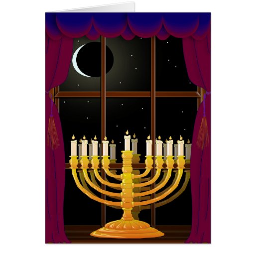 Menorah In Window Card Zazzle