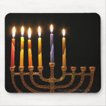 Menorah top with lit candles mousepad