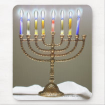 Menorah with glowing candles mousepad