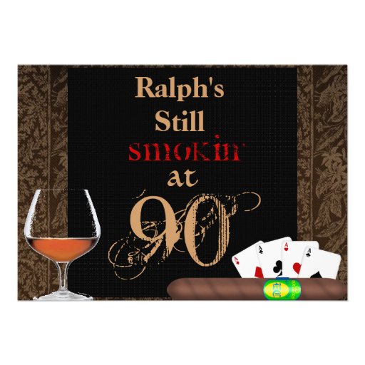 MENS 40th Birthday Cigars,Poker BRANDY INVITATIONS