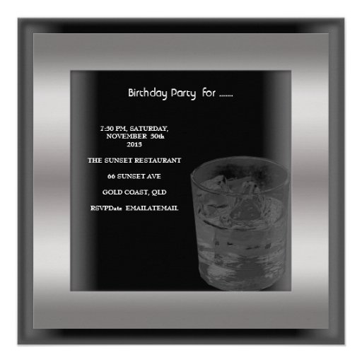 Mens 40th Birthday Party Elegant Black Silver Man Custom Announcements