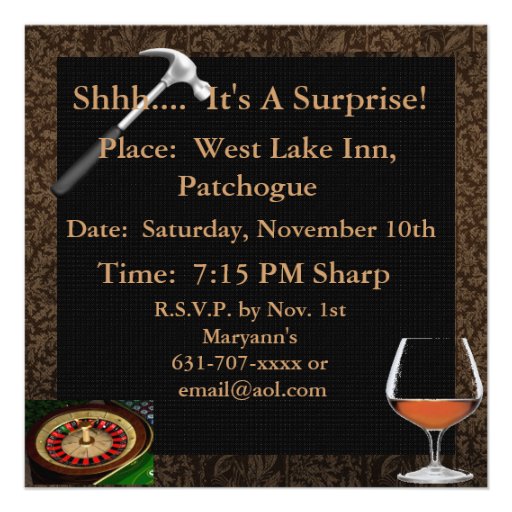 MENS 50th Birthday Cigars,Poker BRANDY INVITATIONS