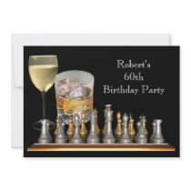 Mens 60th Birthday Party Chess Set Drinks
