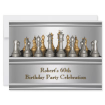 Mens 60th Birthday Party Chess Set Metal