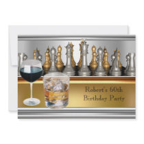 Mens 60th Birthday Party Chess Set Metal Scotch