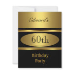 Mens 60th Birthday Party Gold Black Custom Invitations