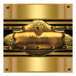 Mens 60th Birthday Party Gold Black Mans Personalized Invitation