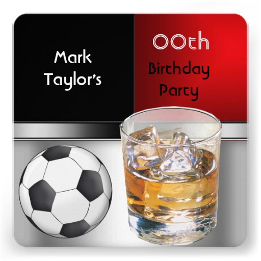 Mens Add Age Birthday Party Red Drink Soccer Announcement