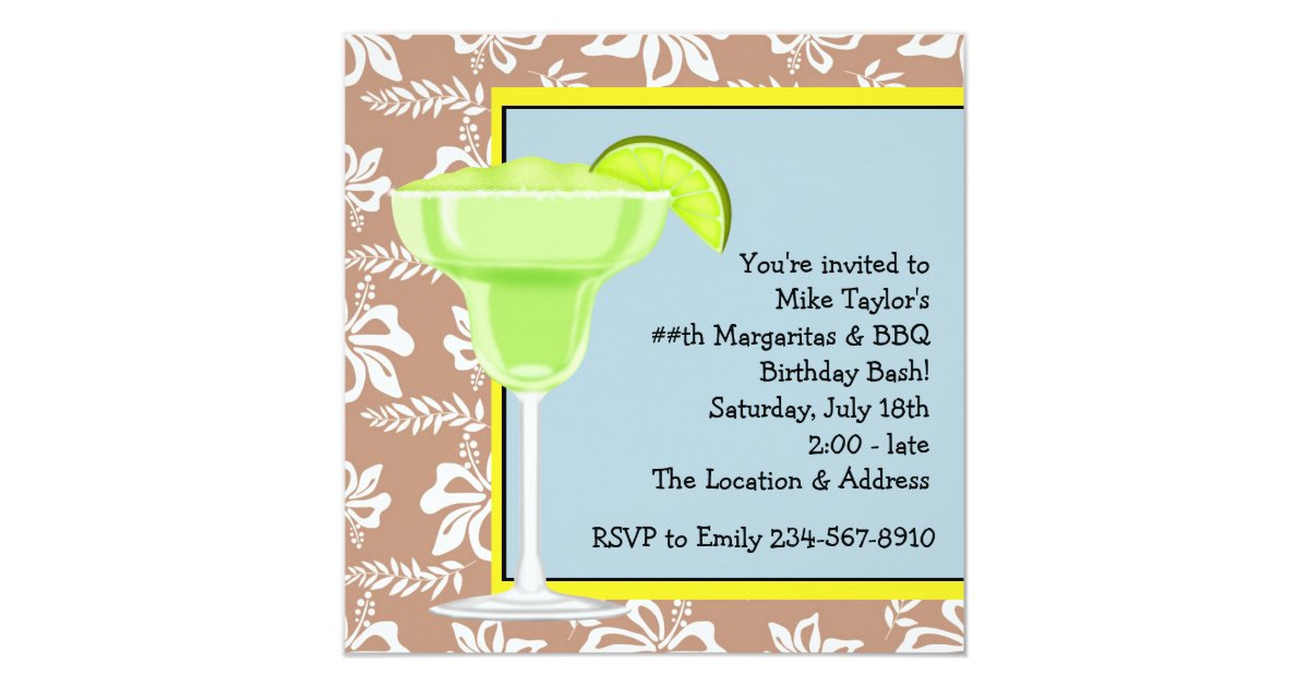 Mens BBQ Margarita Beach Birthday Party Invitation Zazzle