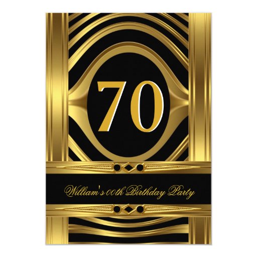Men's Birthday Metal Gold Look Black Jewel Card