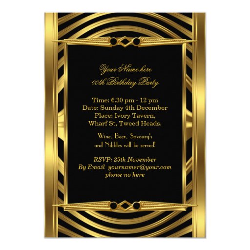 Men's Birthday Metal Gold Look Black Jewel Card
