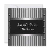 Mens Birthday Party Chrome Look Screws 40th Personalized Invites