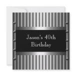 Mens Birthday Party Chrome Look Screws 40th Personalized Invites