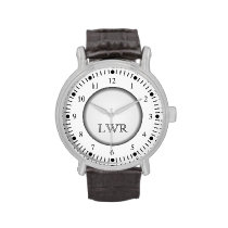 Men's Black and White Monogram Watch at Zazzle