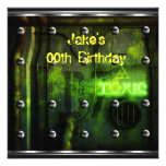 Mens Boys Birthday Party Urban Graffiti Green Invite