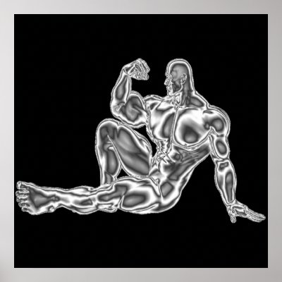 Mens Chrome Bodybuilder  Pose Poster