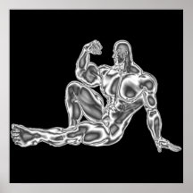 Mens Chrome Bodybuilder  Pose Poster
